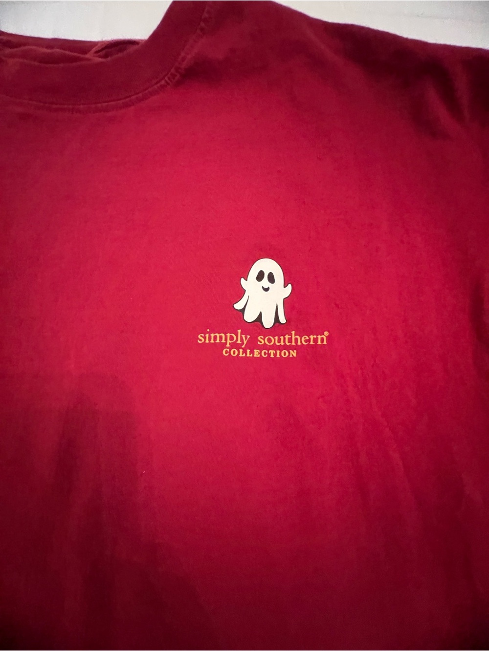 Simply Southern Women’s Large Long-Sleeve T shirt Ghost Fall Red - Picture 2 of 6